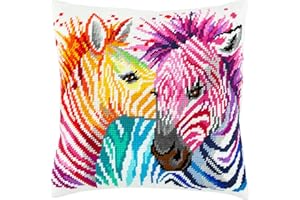 BRVSK Zebras. Needlepoint Kit. Throw Pillow 16×16 Inches. Printed Tapestry Canvas, European Quality