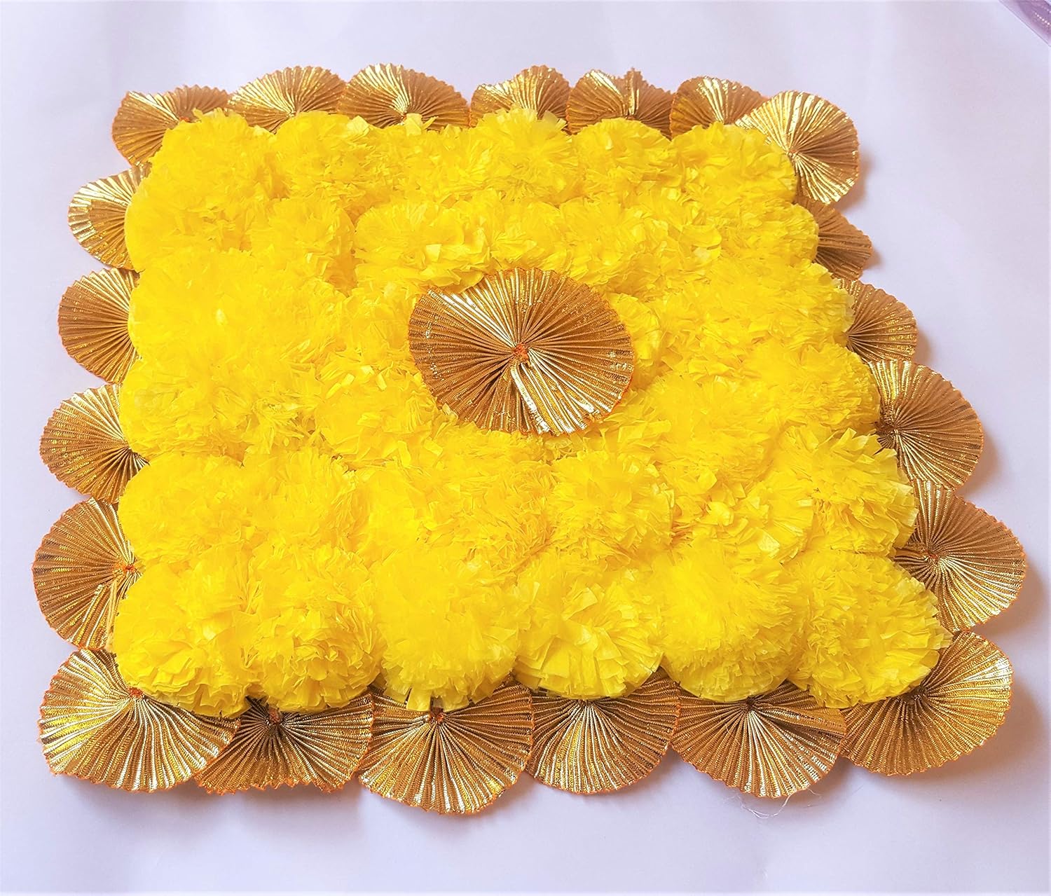 Buy Artificial Marigold Flower Square Mat Tiles Rangoli For Floor