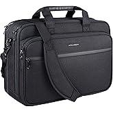 KROSER Laptop Bag Premium Laptop Briefcase Fits Up to 17.3 Inch Laptop Expandable Water-Repellent Shoulder Messenger Bag Computer Bag with RFID Pockets for Travel/Business/Men/Women-Black