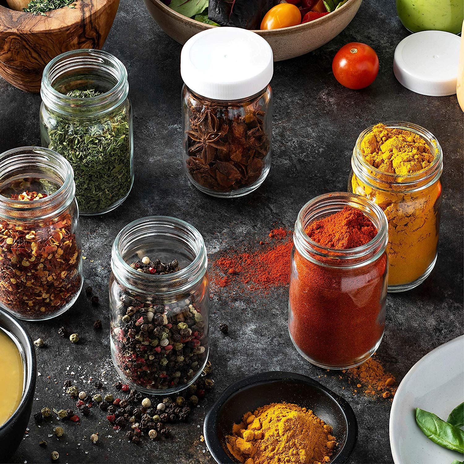 Glass Mason Jar with Lids 24-Pack 118ml Mini Spice Jars, Full-Width  Mouth, Airtight Sealed Glass Jar Set, BPA Free Plastic Screw Top Lid- Small  Jam