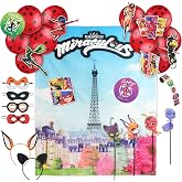 Miraculous 50-Piece Birthday Party Supplies - All-In-One Zag Heroez Themed | All-In-One Zag Heroez Themed Party Box, Miraculous Ladybug Party Supplies, Birthday Party Backdrop and Party Props For