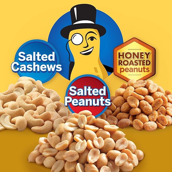 PLANTERS VARIETY PACK, SALTED CASHEWS, SALTED PEANUTS & HONEY ROASTED PEANUTS, ON-THE-GO NUT SNACKS, INDIVIDUALLY PACKED SNACKS, MIXED NUTS, KOSHER, (36 COUNT)