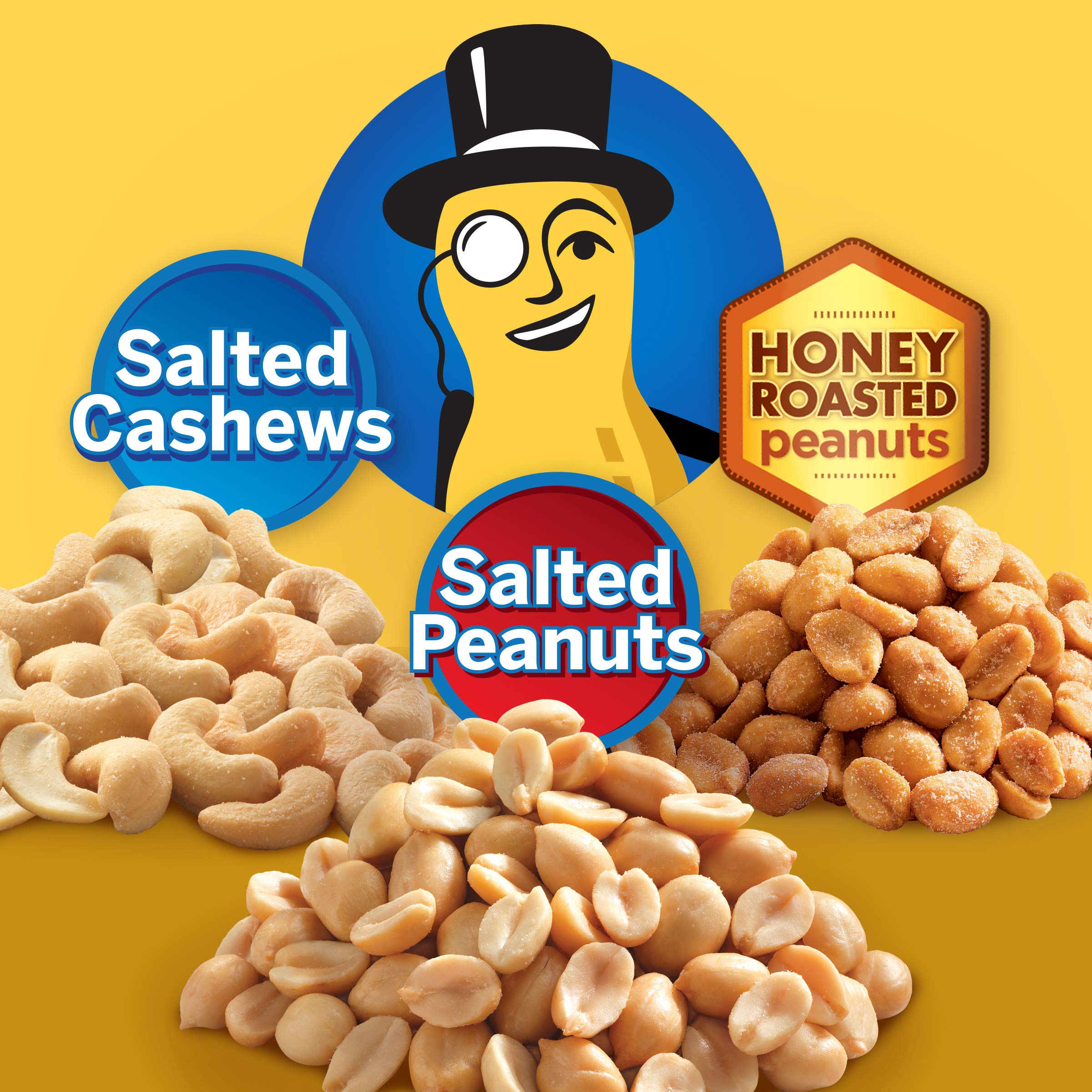 PLANTERS Variety Packs (Salted Cashews, Salted Peanuts & Honey Roasted Peanuts), 36 Packs - Individual Bags of On-the-Go Nut Snacks