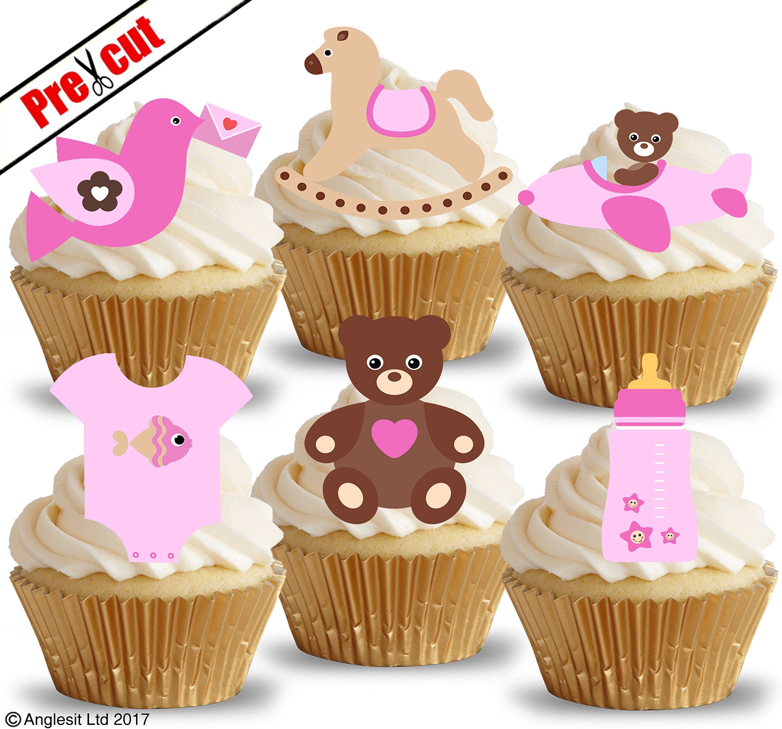 PRE-CUT CUTE BABY GIRL TOYS & ACCESSORIES VI. EDIBLE RICE / WAFER PAPER CUPCAKE CAKE TOPPERS PARTY IT'S A GIRL BABY SHOWER BIRTHDAY KIDS CHILDREN DECORATIONS