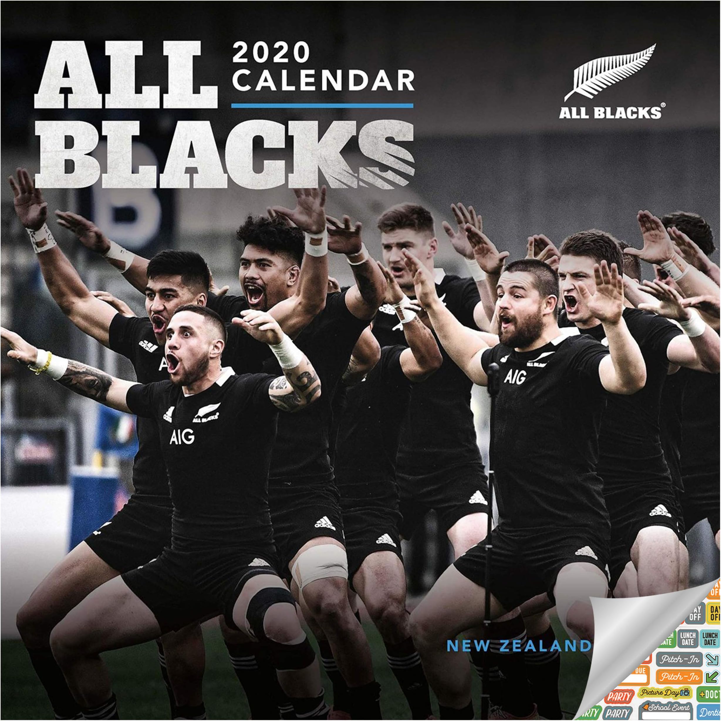 The New Zealand National Rugby Union Team The All Blacks Calendar 2020 All Blacks Wall Calendar Bundle with Over 100 Calendar Stickers