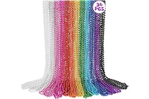 VLUV 36Pcs Beaded Necklace, Mardi Gras Beads Necklaces Accessories, 33 Inch Bead Costume for Women Man, Festival Parade Throw Supplies