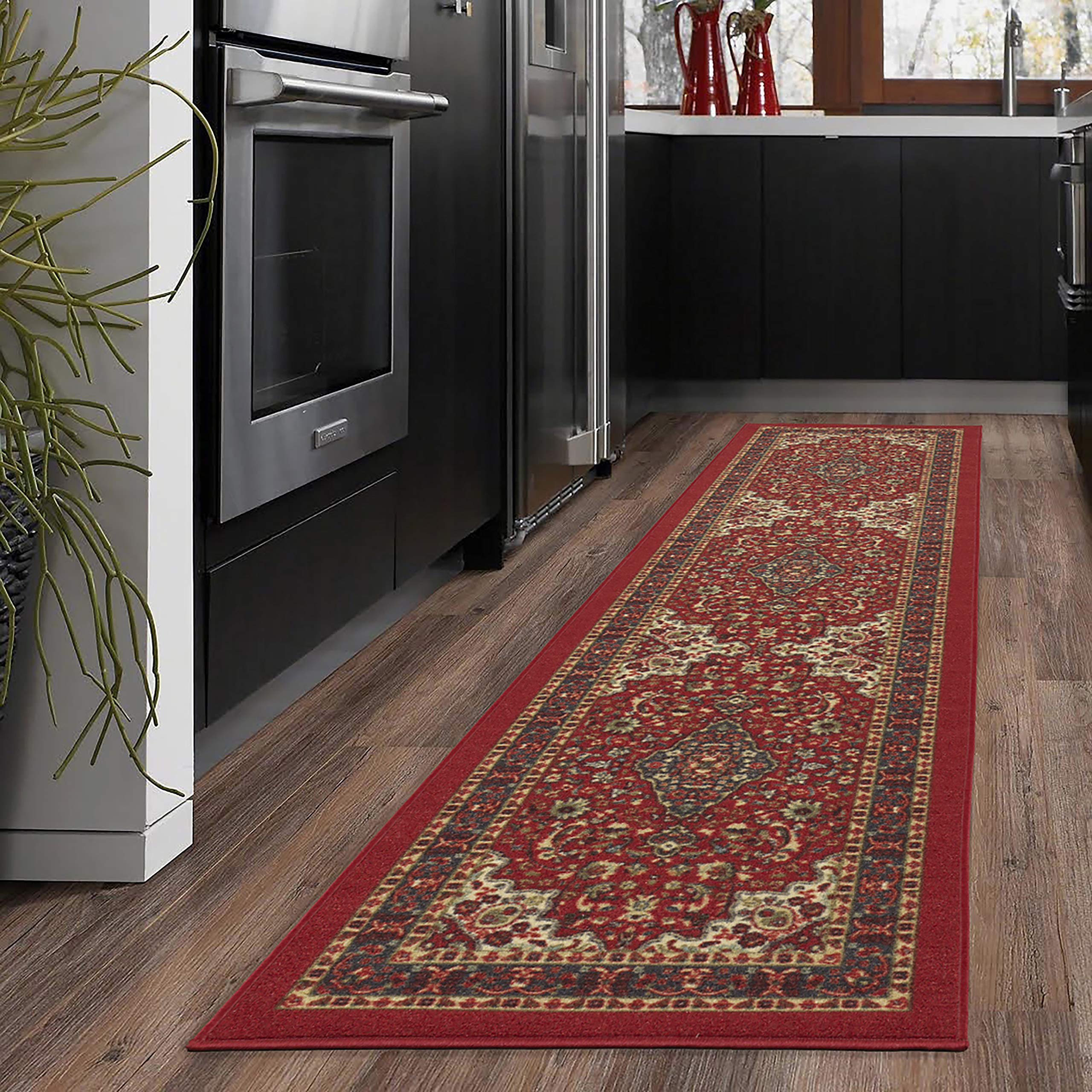 Ottomanson Ottohome Collection Runner Rugs, 2'7" X 10', Red Heriz