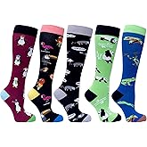 socks n socks-Women 5-Pairs Luxury Cotton Colorful Cool Fun Knee high Socks