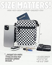 Fydelity Small Checkered Crossbody Bag | Black And