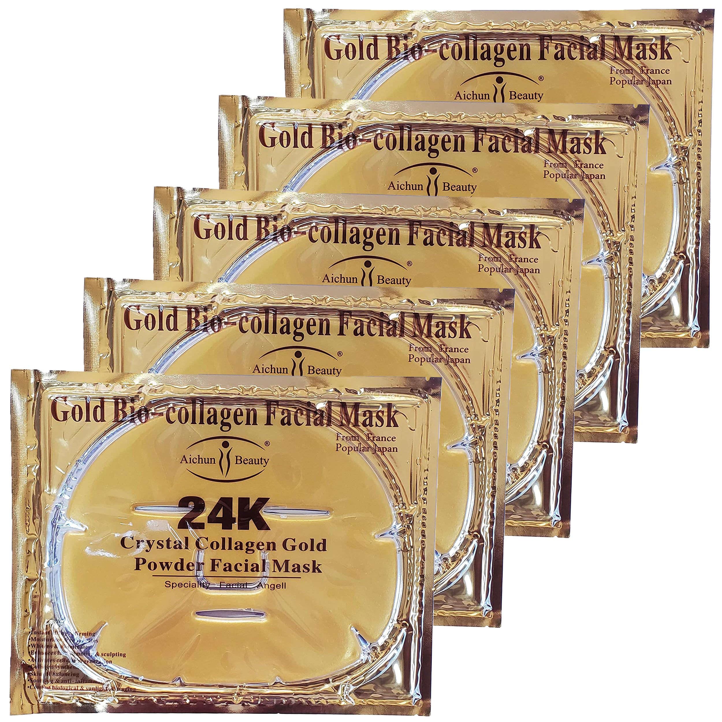 AICHUN BEAUTY Luxurious 24k Gold Bio-collagen Facial Face Mask (5pcs)