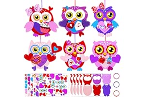 Renbuzhu 30 Sets Valentines Day Crafts Kit for Kids - DIY Owl Heart Art Gift Set for Classroom Activities Party Supplies