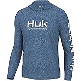 HUK mens Pursuit Heather Hoodie, Sun Protecting Fishing Shirt With Hood