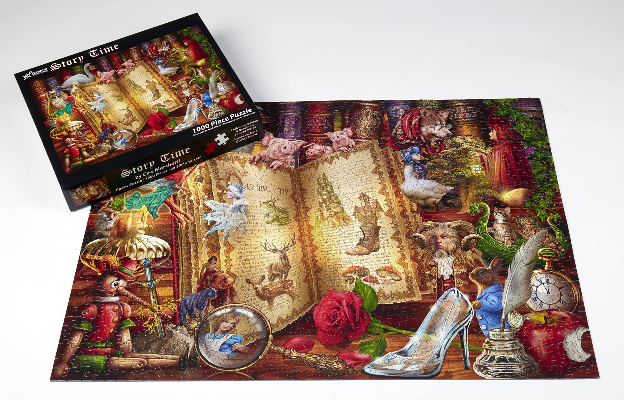 Vermont Christmas Company Story Time Jigsaw Puzzle - 1000 Piece Puzzle with Fully Interlocking & Randomly Shaped Pieces - Fairytale Jigsaw Puzzles 1000 Pieces for Adults (26 5/8