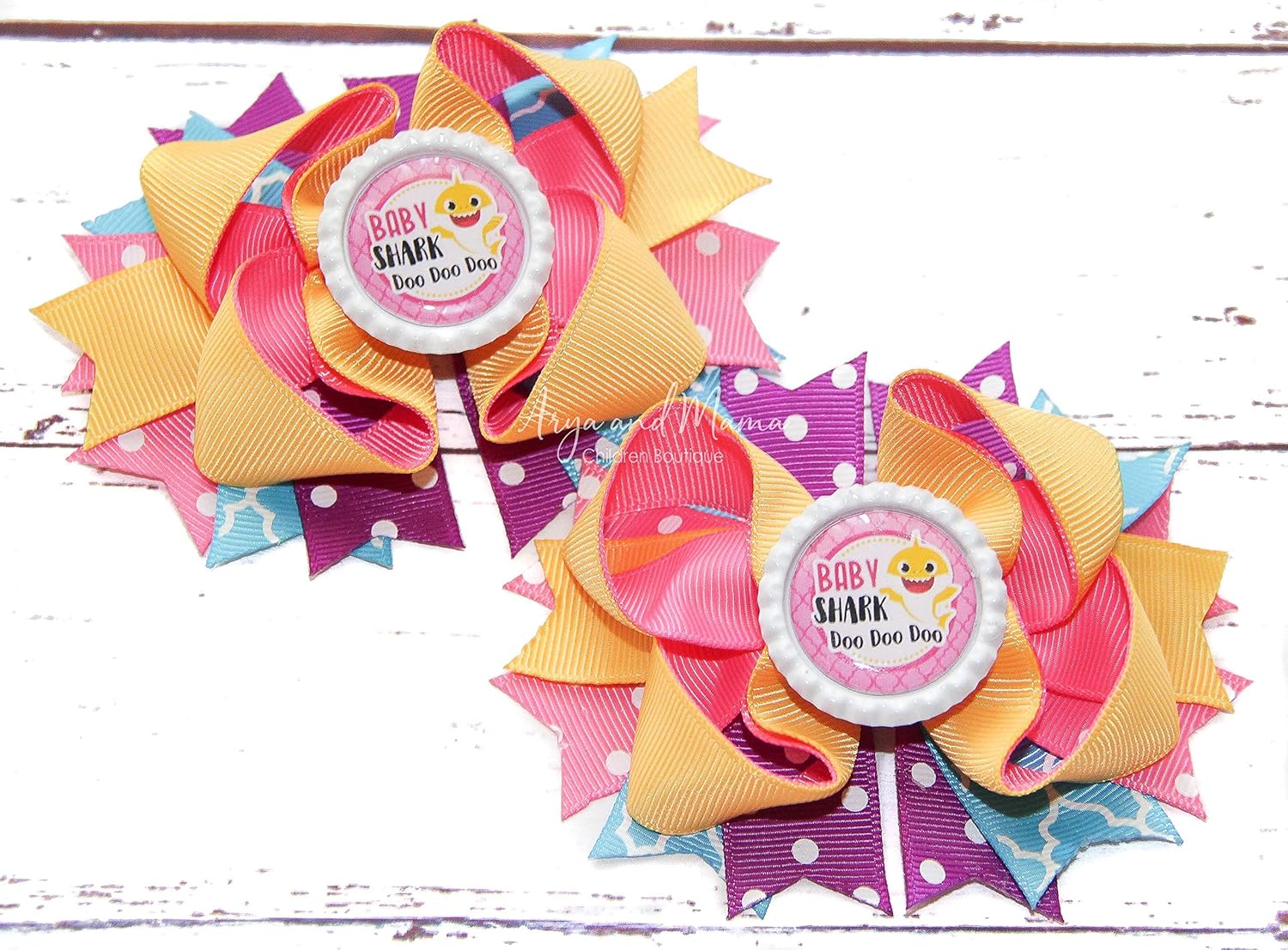 baby shark hair bows