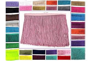 SEW TRENDS Beautiful 5 Yards of 6"" Long Chainette Fringe Tassel Thread Yarn Trim Fringe Sewing, Dance Costumes, Drapery, Lamp Shades-Mauve Pink