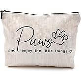 QGFM Dog Mom Makeup Bag With Zipper - Inspirational Quote Cosmetic Bag for Women - Paw Print Design