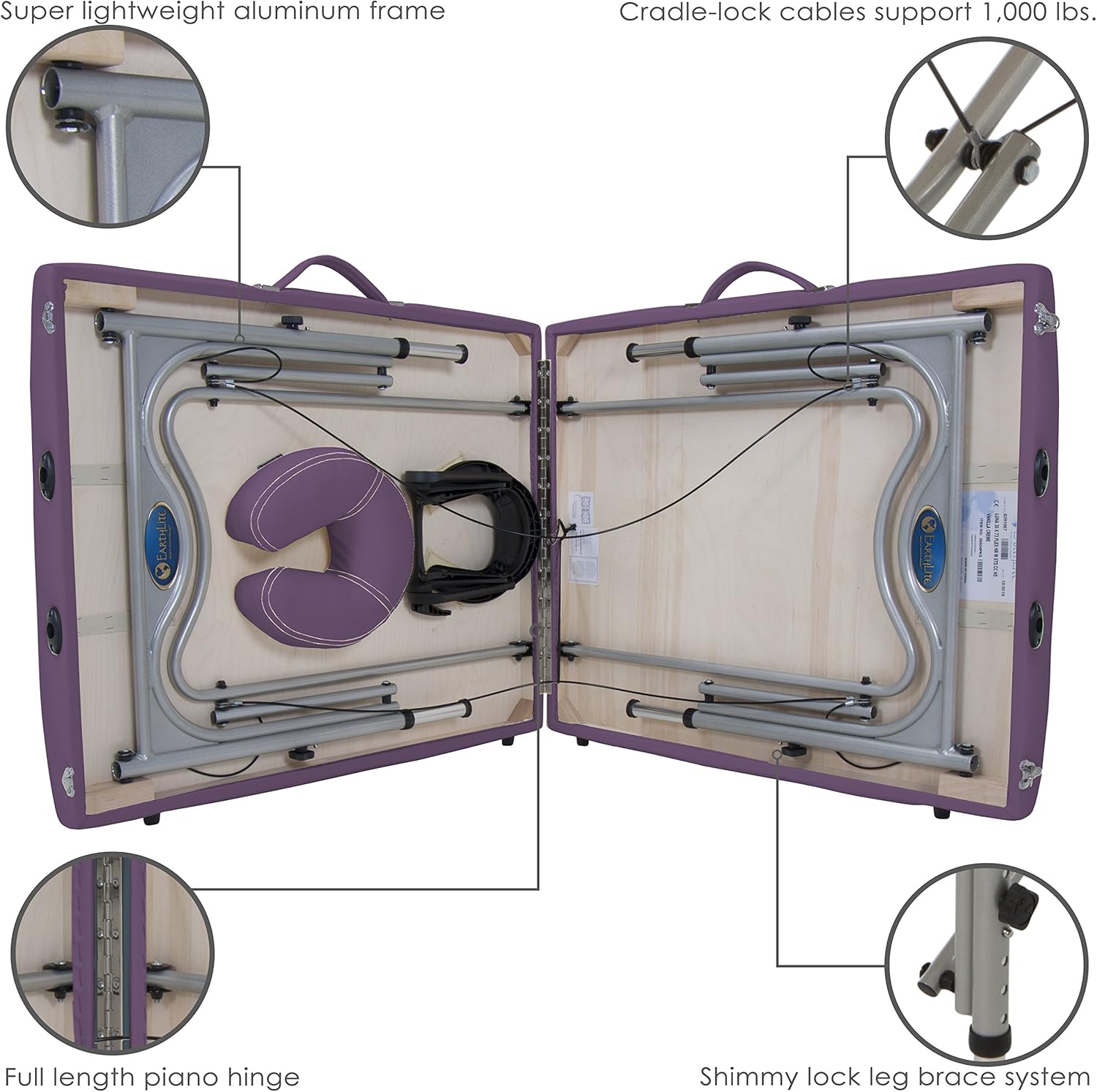 EARTHLITE Portable Massage Table Luna - 30" Wide, CFC Free Professional Foam, Weighs Only 29lbs, Patented, Strong Aluminum Reiki Frame (Working Weight 750lbs): Sports & Outdoors