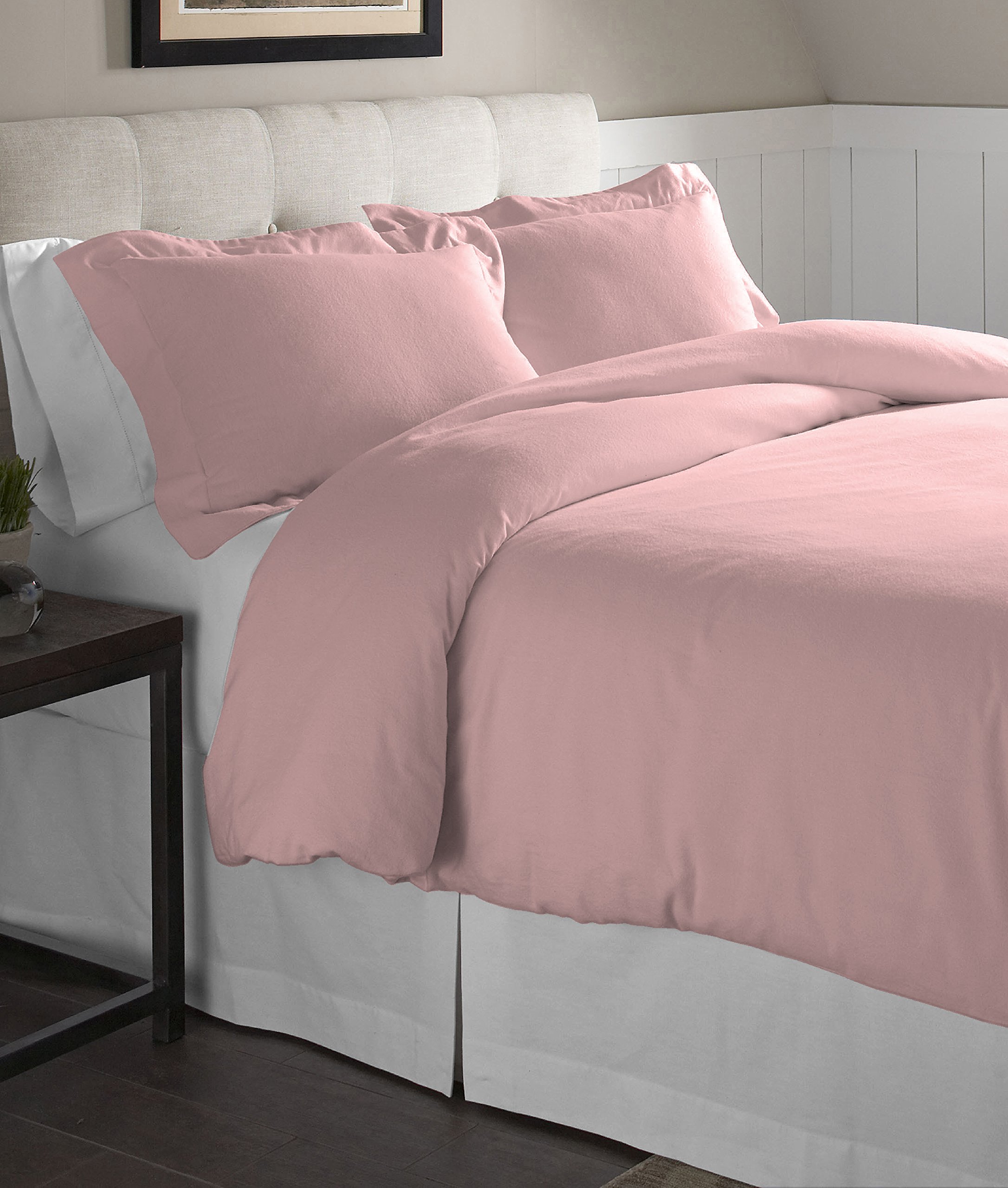 Photo 1 of Pointehaven Flannel Oversized Duvet Set, Full/Queen, Rose Quartz