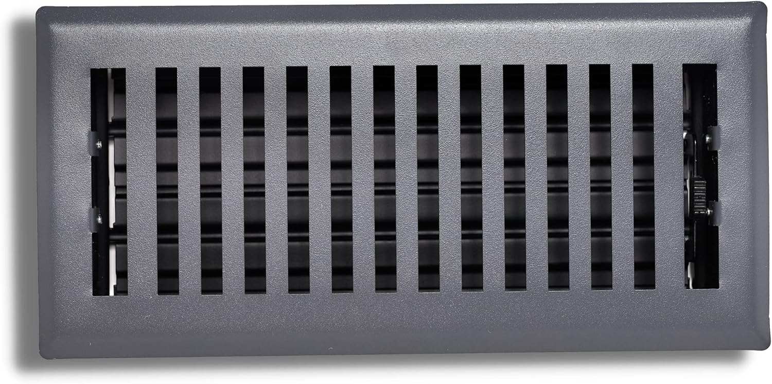 Registers, Grilles & Vents - Sierra Grates 4” x 10” Contemporary Design Floor Register in Granite Grey Finish with Air Filter - Vent Covers for Home Floor- Decorative Air Vent Covers- Floor Register 4” x 10” (Duct Opening)