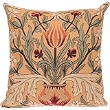 ZonaloDutt William Morris Tulip Pillow Cover 18x18 Belgian Tapestry Cushion Cover Flower Gobelin Throw Pillow PC910