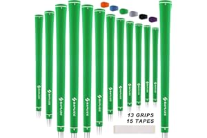 SAPLIZE CC02 Rubber Golf Grips, Options of Upgrade kit(13 Grips with 15 Tapes) or Deluxe Kit(13 Grips with Solvent kit) 6 Pure Colors Available, Standard/Midsize Anti-Slip Rubber Golf Club Grips