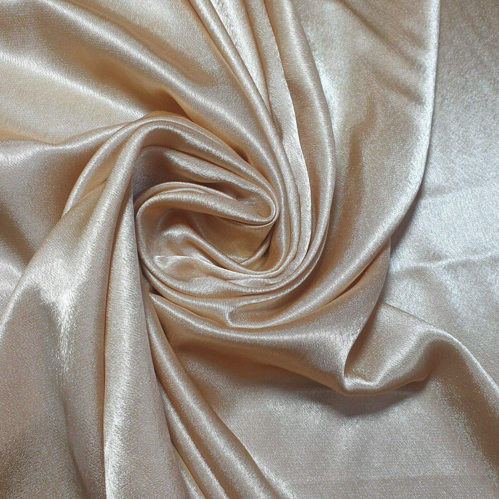 100% Polyester/Crepe Backed Poly Silk Silky Satin Fabric, Dressmaking, Wedding, Prom - Dress Craft Fabric Material 58" - 150 cm Wide Sold As 1 Meter Pre - Cut Lengths (Old Gold)