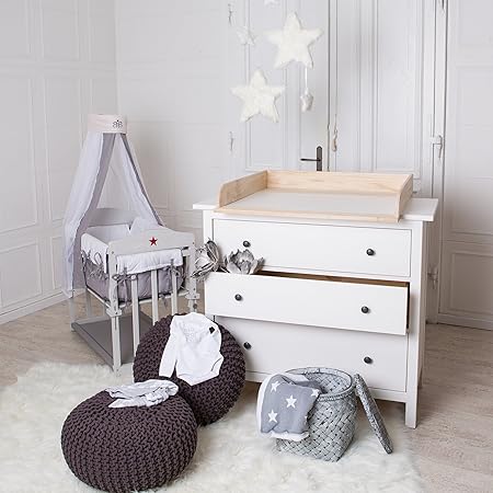 Puckdaddy Naturholz Wickelaufsatz für alle IKEA Hemnes Kommoden, 80cm Breite
