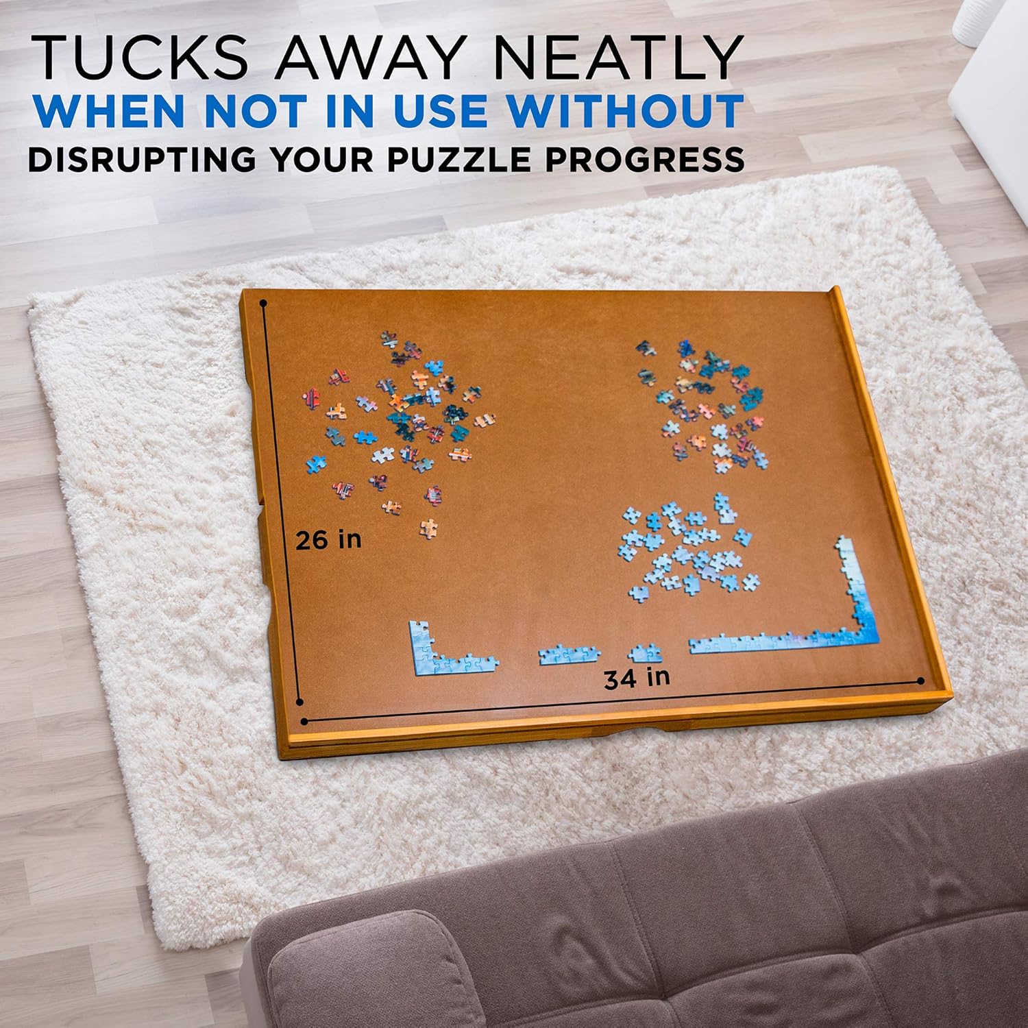 Jumbl Puzzle Board | 27” x 35” Wooden Jigsaw Puzzle Table w/ 6 Storage & Sorting Drawers | Smooth Plateau Fiberboard Work Surface & Reinforced Hardwood | for Games & Puzzles Up to 1,500 Pieces: Toys & Games