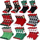 Meanplan 24 Pairs Christmas Fuzzy Socks Womens Bulk Xmas Winter Holiday Cozy Fluffy Warm Sock Pack for Christmas Gift