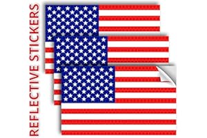 VENICOR 3PC Reflective American Flag Sticker - 5x3 Inches - American Flag Decal - American Flag Stickers Decals for Car Bumper Truck Window Small Auto Vehicles Helmet - USA Patriotic Stripe Vinyl Outdoor