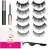 Moksha Beauty Magnetic Eyelashes 5 Pairs Reusable 3D Natural Look Eyeliner Kit view 2