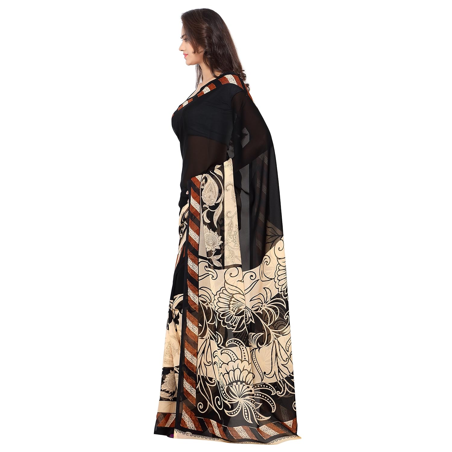 kashvi sarees georgette saree with blouse piece