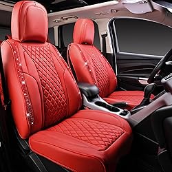 CAR PASS Nappa Red Leather Bling Diamond Seat
