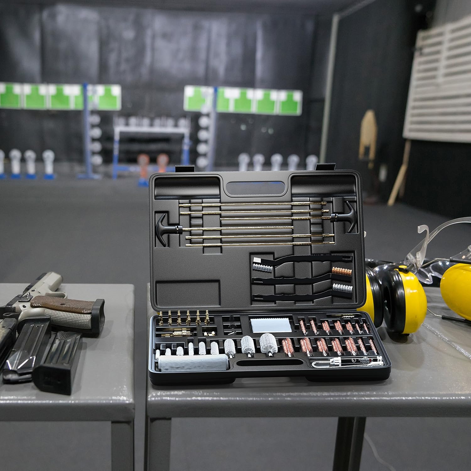 Marksman Precision Universal Gun Cleaning Kit - Brass Jags - Slotted Tips - Rods - Brushes - LED Bore Light - Optical Cloth - Hunting Shooting Rifle Pistol Shotgun - Heavy Duty Case - Retail Package : Sports & Outdoors