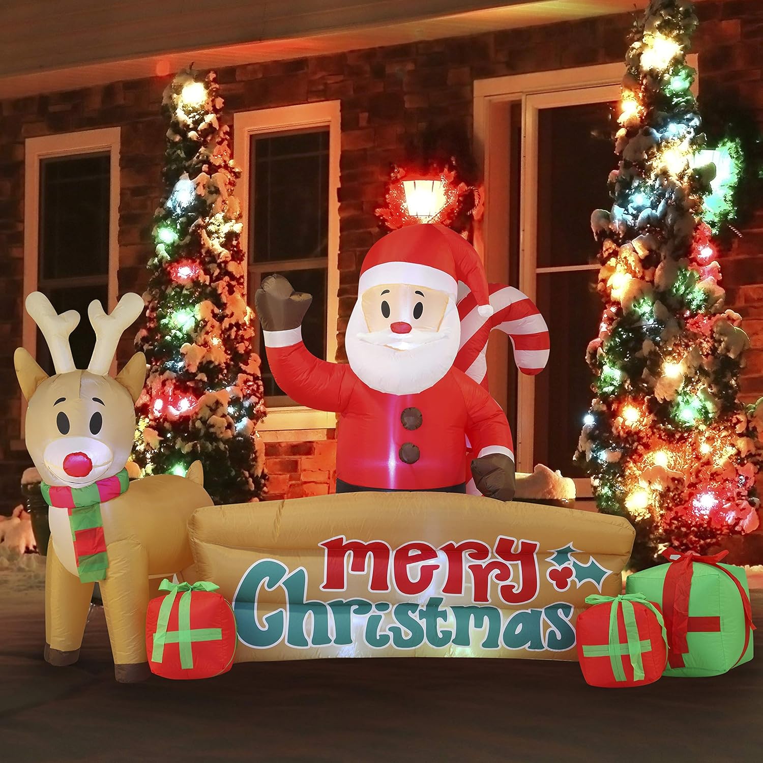 10 FT Long Xmas Sante Merry Christmas Sign Inflatable with