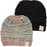 Funky Junque Kids Beanie 2-Pack: Black & Rainbow #11