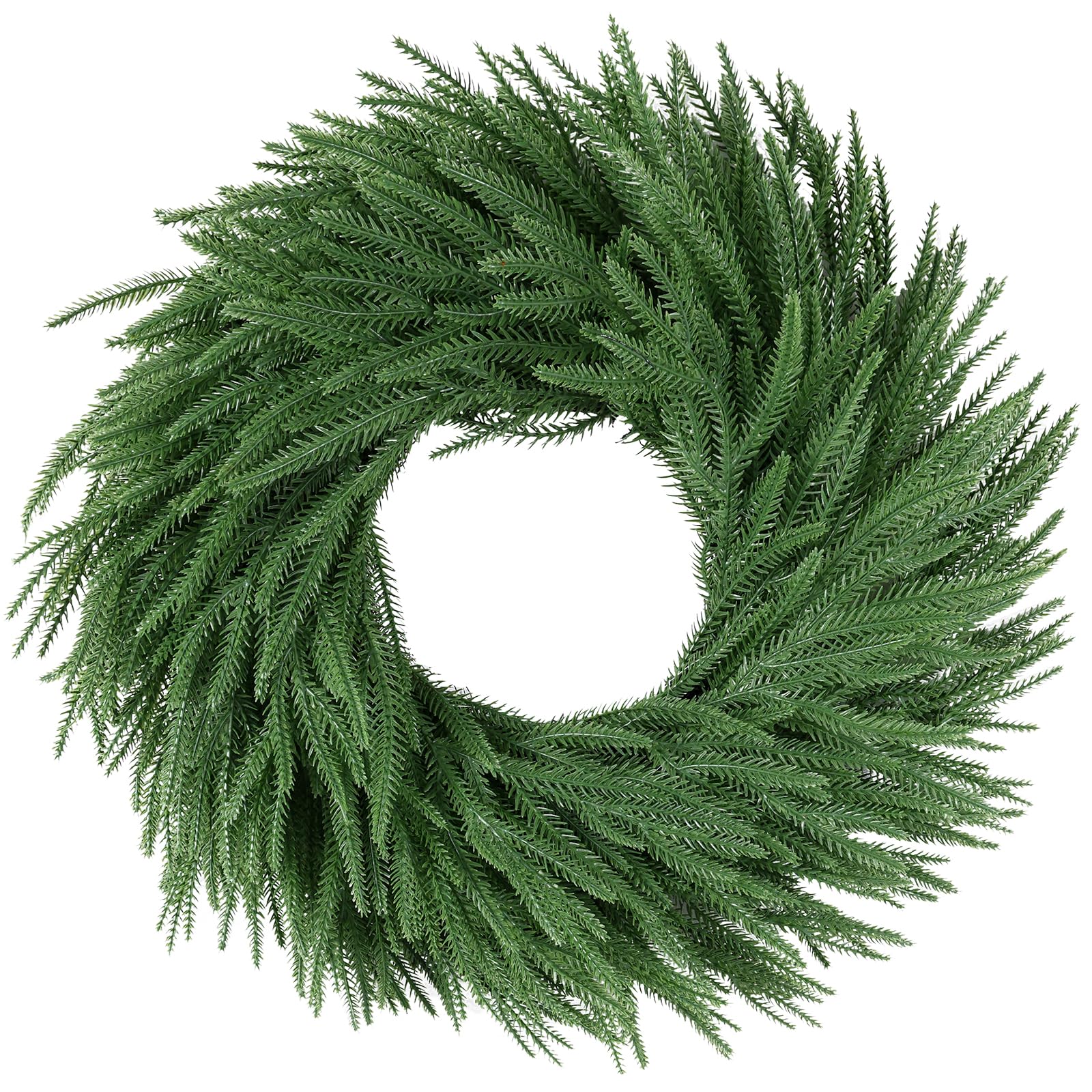 View 1 of 24 inch Norfolk Pine Wreath, Realistic Christmas Wreath for Front Door,Artificial Real Touch Green Wreath Greenery for Door Wall Windows Mantle Outdoor Christmas Decoration