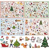 Naler 240PCS Christmas Glitter Stickers, Christmas Small Stickers for Xmas Supplies New Year Party Xmas Cards Envelopes Scrapbooking DIY Arts and Crafts, 6 Sheets