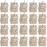 Friendship Elephant Ornament with Gift Card, Best Friend Birthday Gifts for Women, Decorative Hanging Ornament (Natural-20Pcs)