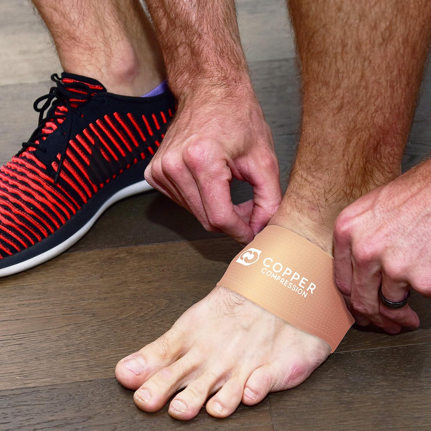 Copper Compression Copper Arch Supports - 2 Plantar Fasciitis Brace Sleeves. Guaranteed Highest Copper Content Support Sleeve. Braces for Foot Care, Heel Spurs, Feet Pain, Flat Arches (Nude Color): Health & Personal Care