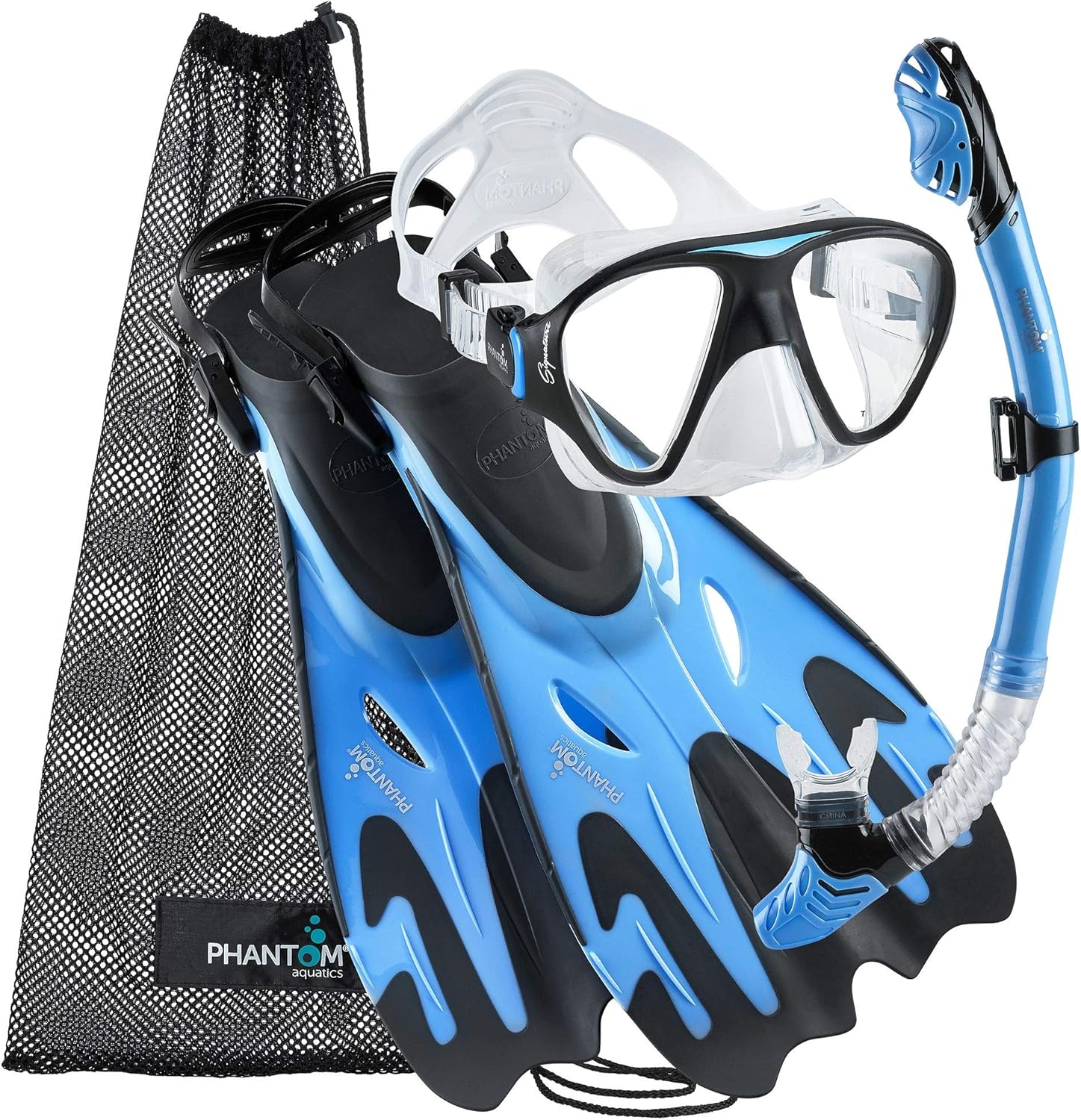 Phantom Aquatics Italian Collection Legendary Panoramic View Mask Fin Dry Snorkel Set with Deluxe Snorkeling Gear Bag… : Sports & Outdoors