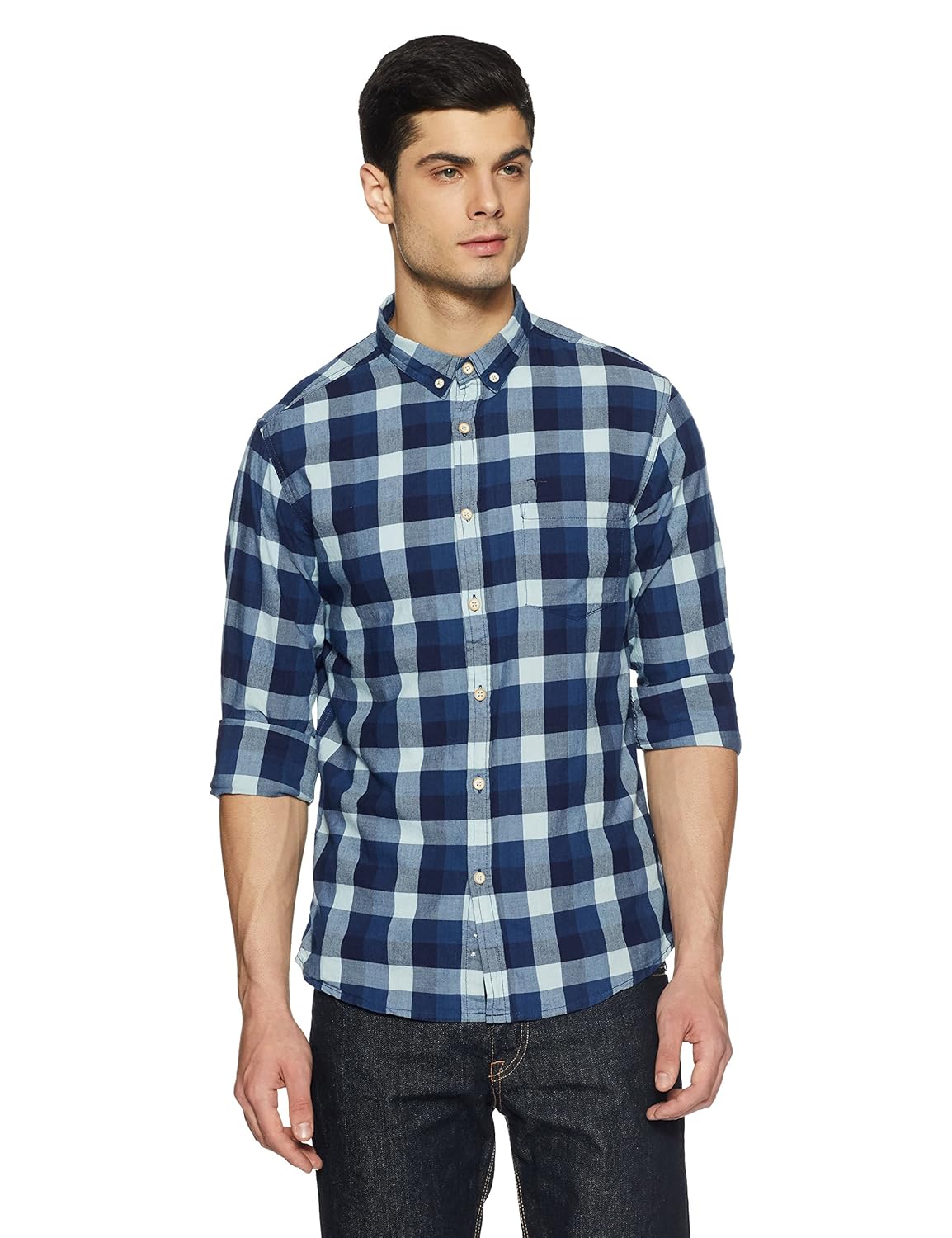 flying machine men's checkered slim fit casual shirt