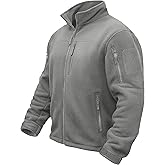 TACVASEN Men's Fleece Jacket Full Zip Winter Lightweight Tactical Jackets Outdoor Hiking Coats with Pockets