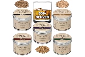 Smoky Crafts 5 x 2oz Wood Chips for Cocktail Smoker (Set of 5: Cherry, Hickory, Apple, Mesquite, Walnut) - 5 Flavors of Smoking Gun Wood Chips - Whiskey Gifts for Men