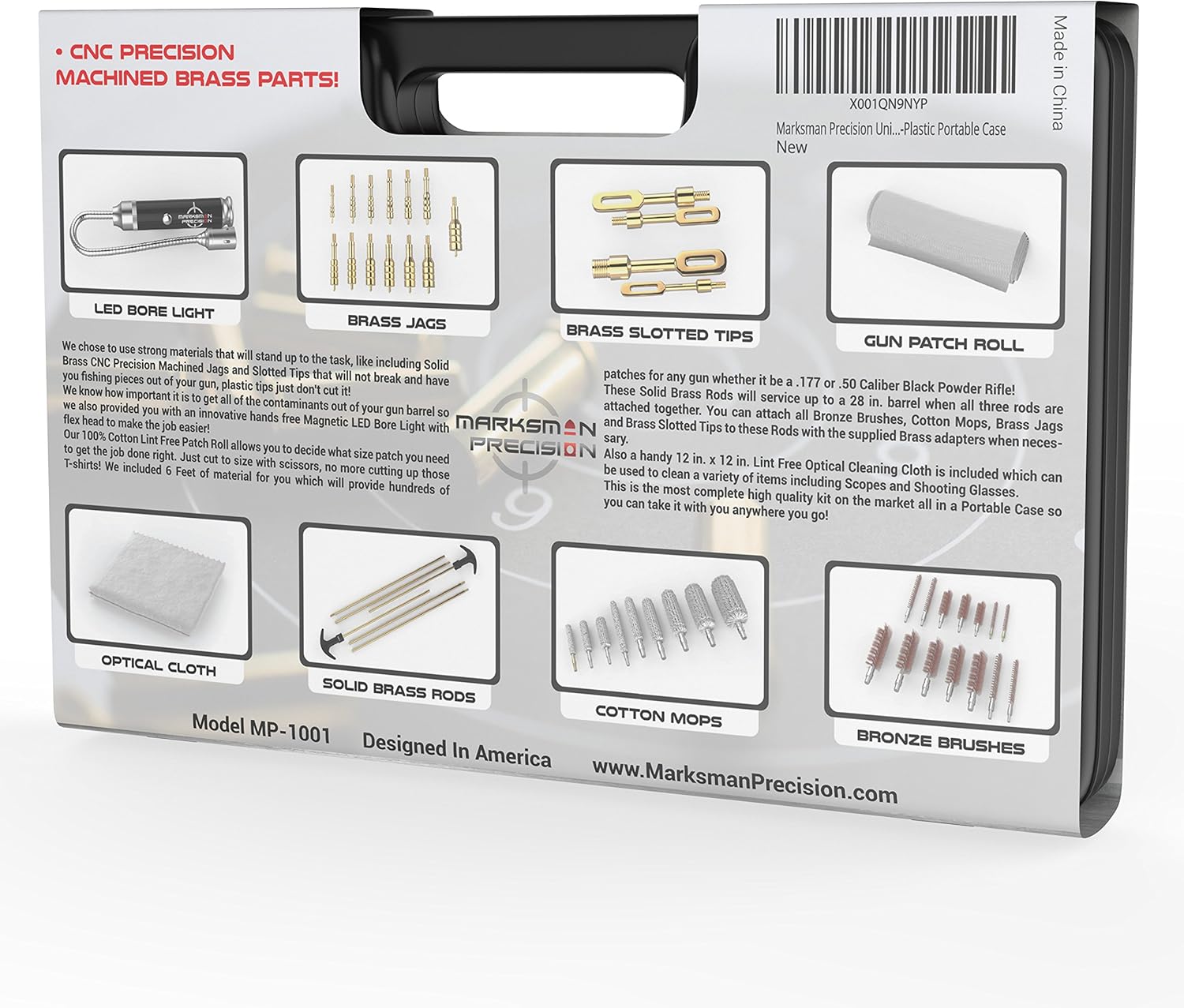 Marksman Precision Universal Gun Cleaning Kit - Brass Jags - Slotted Tips - Rods - Brushes - LED Bore Light - Optical Cloth - Hunting Shooting Rifle Pistol Shotgun - Heavy Duty Case - Retail Package : Sports & Outdoors