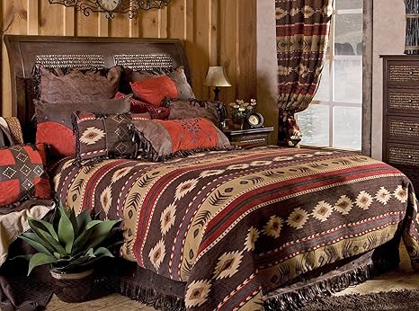 Rustic Western Southwestern Native American Patterns Equestrian Decoration Comforter Set 5pc Cimarron Queen R4l1701 5