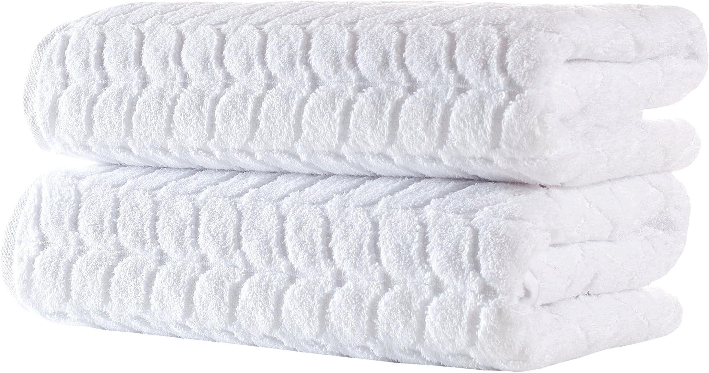 Bagno Milano Jacquard-Woven Towels – Ultra-Absorbent & Fast-Drying Spa Towels – Non-GMO Turkish Cotton Towels – Durable & Plush Luxury Towels – Eco-Friendly Towels – Soft Spa Towel Bundle- White 2 Pcs