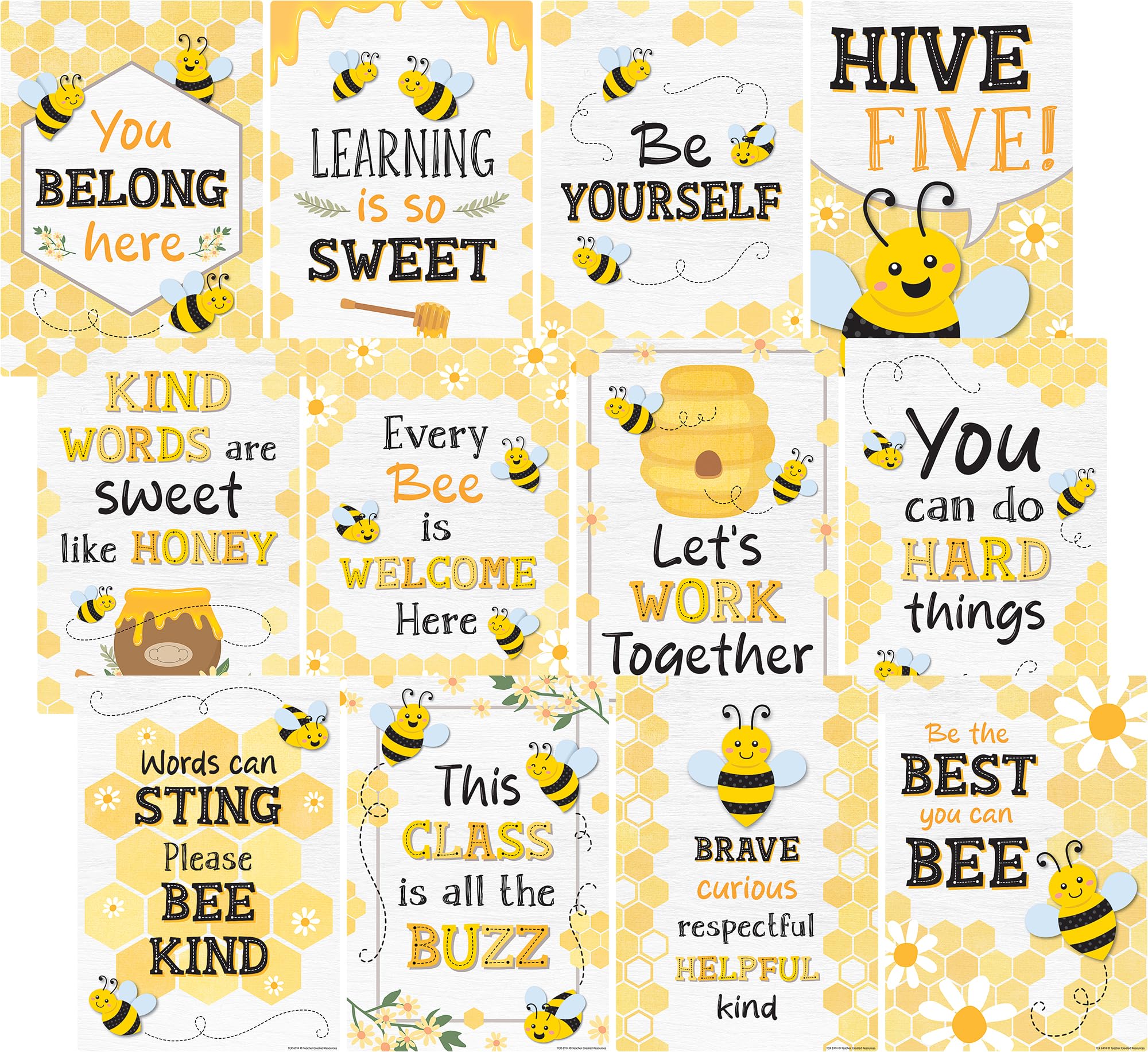 Photo 1 of Teacher Created Resources Buzzing Bees Positive Sayings Small Poster Pack (TCR6914)