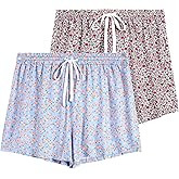 Korelayer 2 Pack Pajama Shorts for Women Cotton Sleep Shorts Casual Lounge Pants Drawstring Pj Bottoms