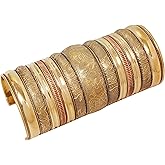 Touchstone Indian Bollywood Handcrafted Slip In Easy To Wear Stylish Wrist Enhancer Designer Broad Jewelry Cuff Bracelet For Women and Men.